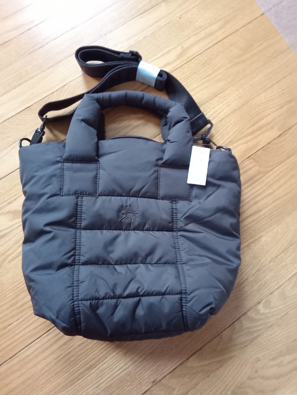 Aerie Quilted Deep Earth Mini Puffer Tote with Convertible Strap